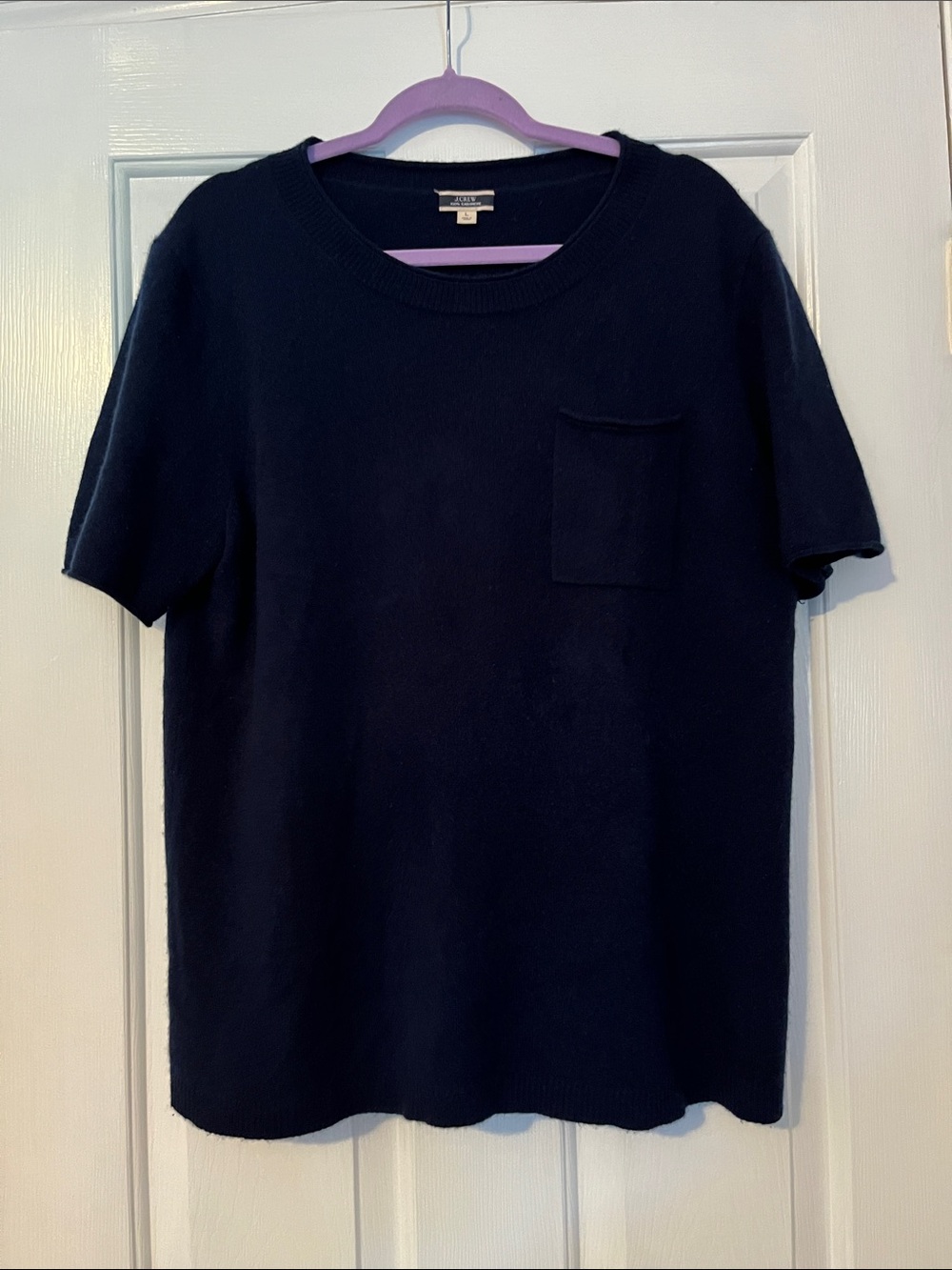 J. Crew Cashmere Oversized Pocket Tee Short Sleeve Sweater in Navy